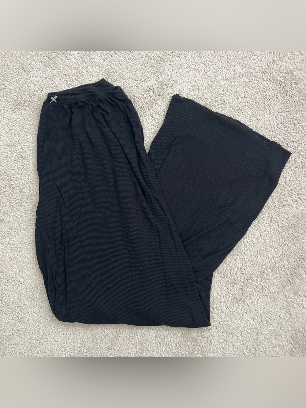 AERIE Black Small Ribbed Wide Leg Loungewear Stretchy Pajama Pants